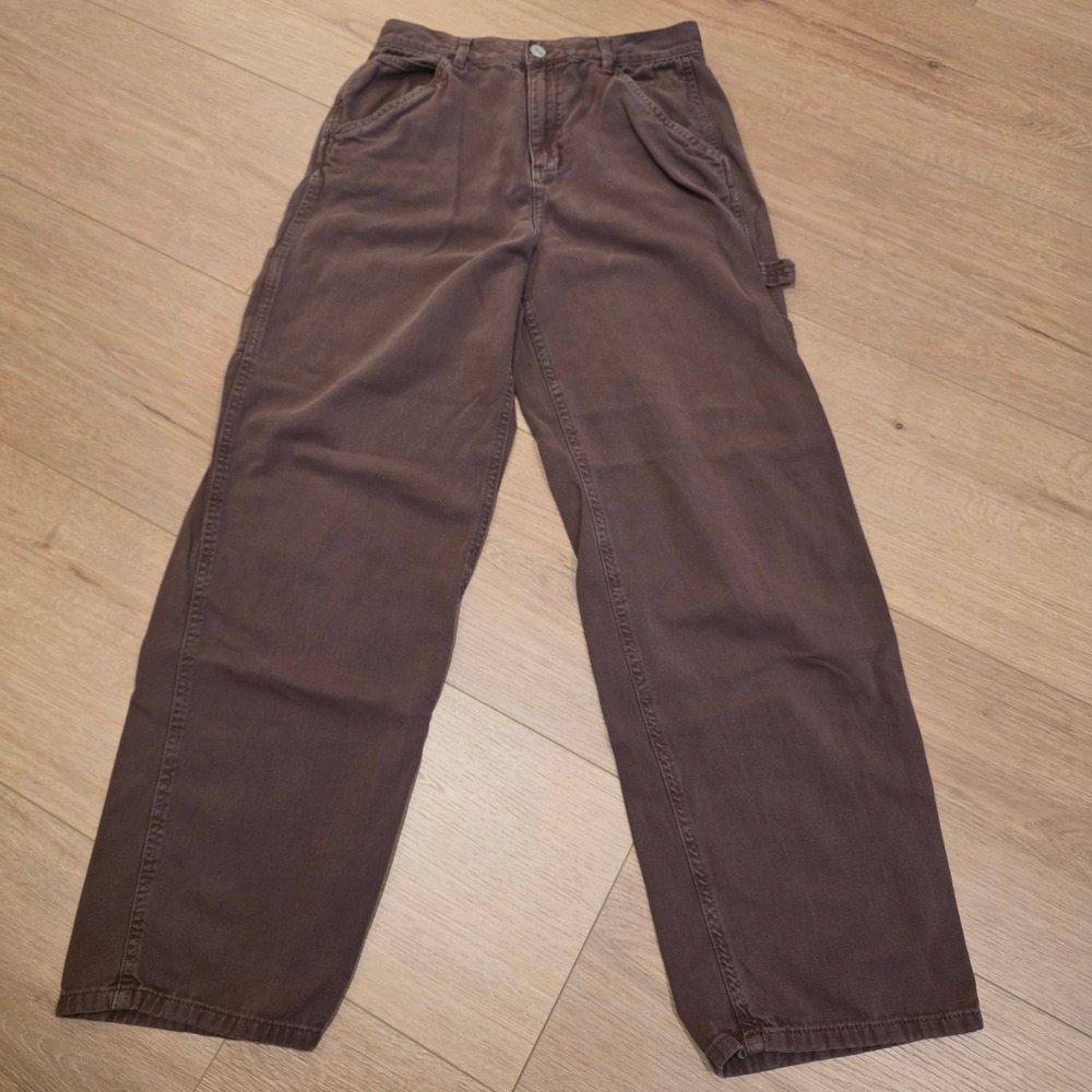 Garage Brown Carpenter Pants Wide Leg High Rise Utility Denim Size 5 Y2K 90s